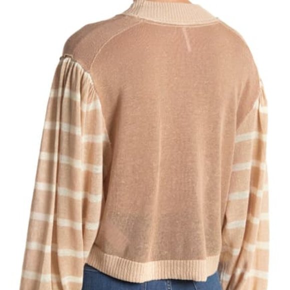 NWT Free People camel & beige stripe pullover sweater - Picture 7 of 10
